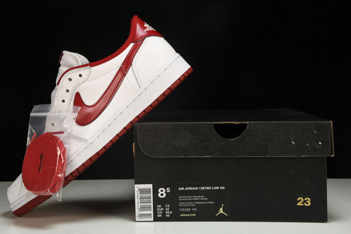 jordan 1 retro low white varsity red - 705329-101