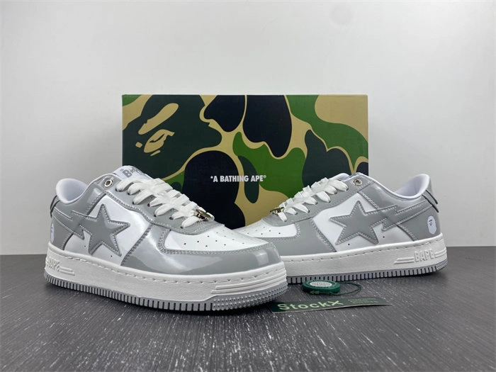 Packable A Bathing Ape Bape Sta Patent Leather White Grey 1I70-191- 5319