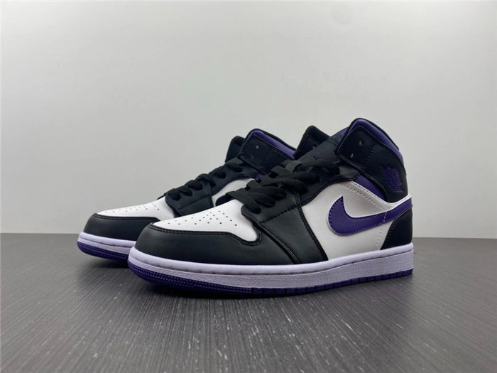 Jordan1 Mid White Black Purple 554724- Fashionable 3722