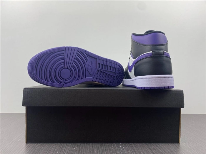 Jordan1 Mid White Black Purple 554724- Fashionable 3722