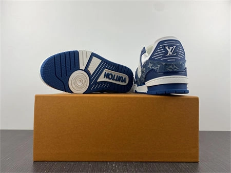 Luis Vitton LV Trainer Monogram Denim White Blue 1A9JGN GoodFit 1641